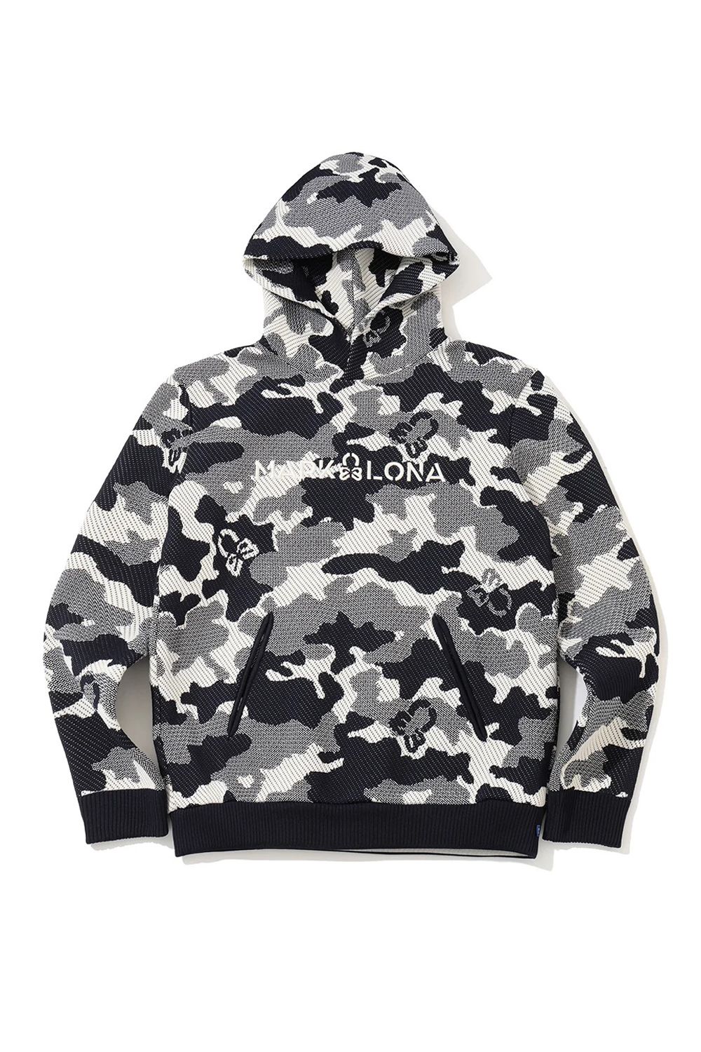 【26AW】 MERCURY CAMO JACQUARD KNIT HOODIE / ジャパンメイド カモフラジャカード ニットパーカー (ネイビー)
