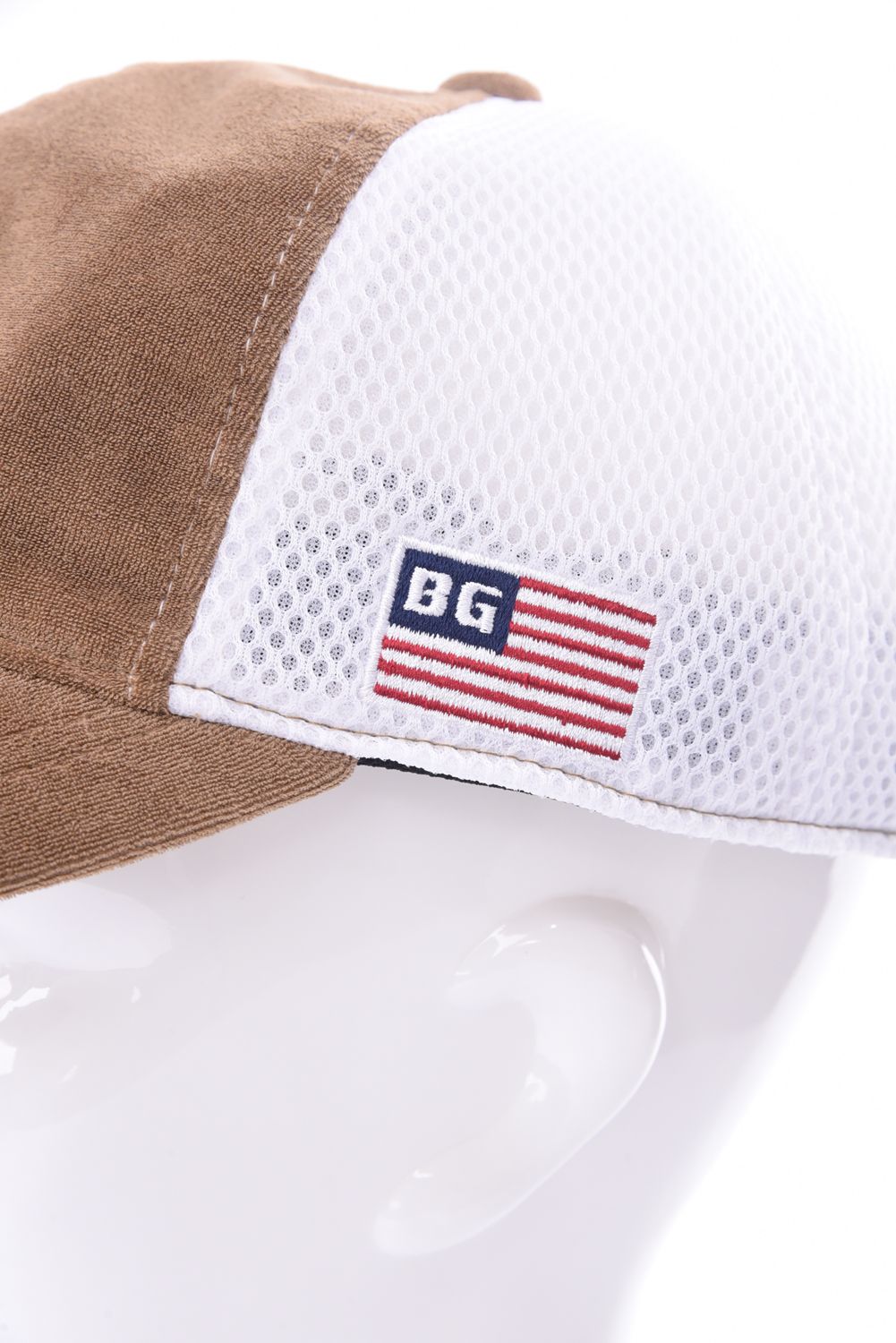 MEN’S PILE INITIAL MESH CAP / イニシャル メッシュ キャップ (ライトブラウン)
