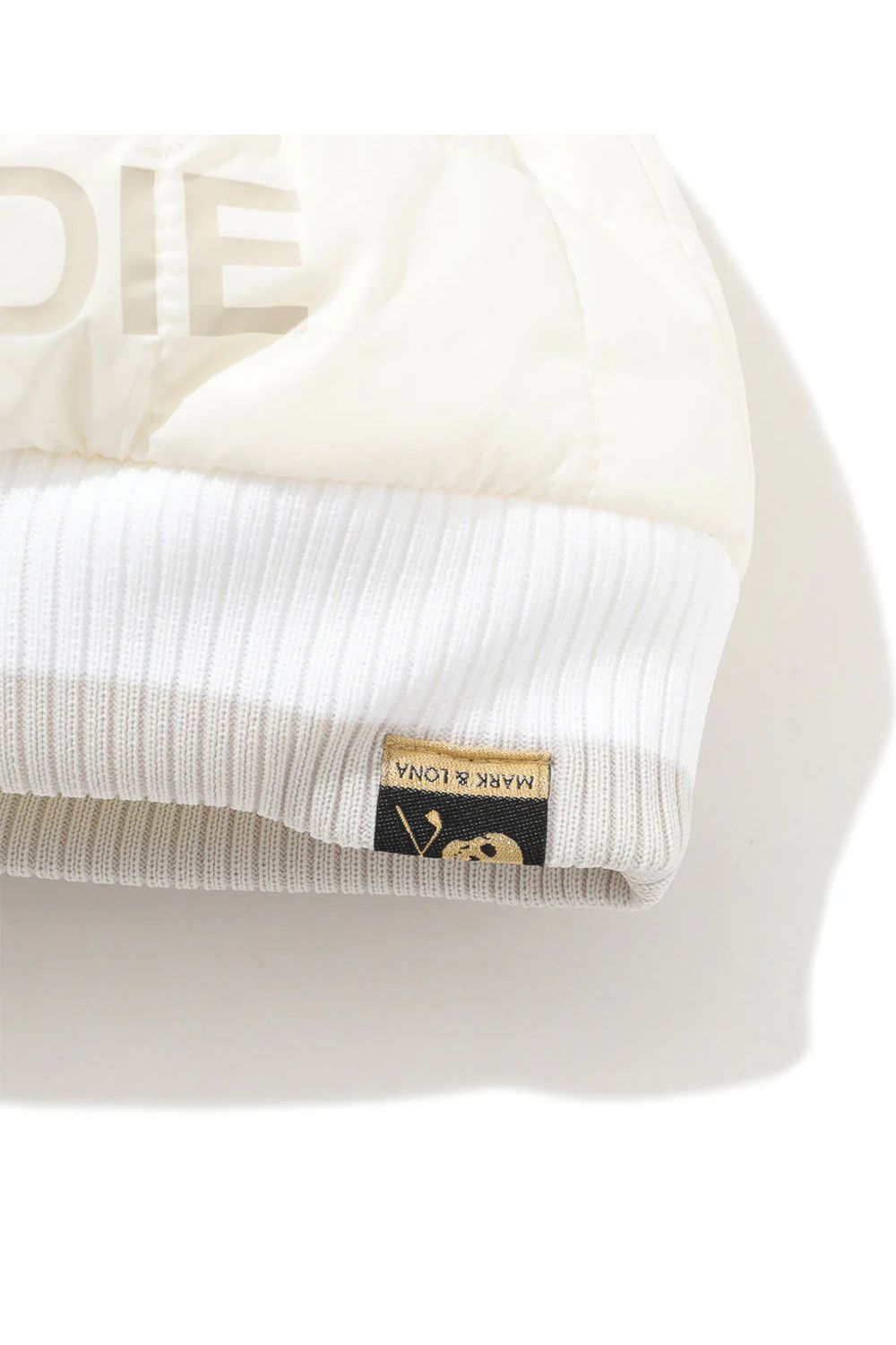 FRAME QUILTED POM CAP / 中綿キルティング リブニット 梵天付きキャップ (ホワイト)