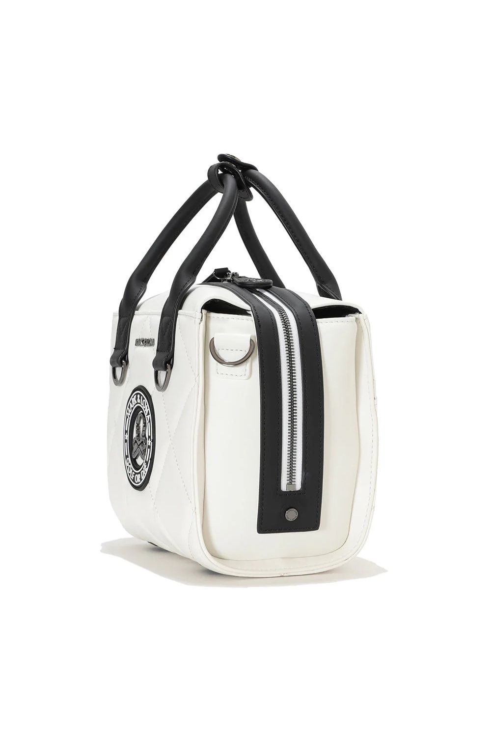 ETERNAL QUILTED BOX BAG / シンセティックレザー サークルスカル キルティング カートバッグ (ホワイト)