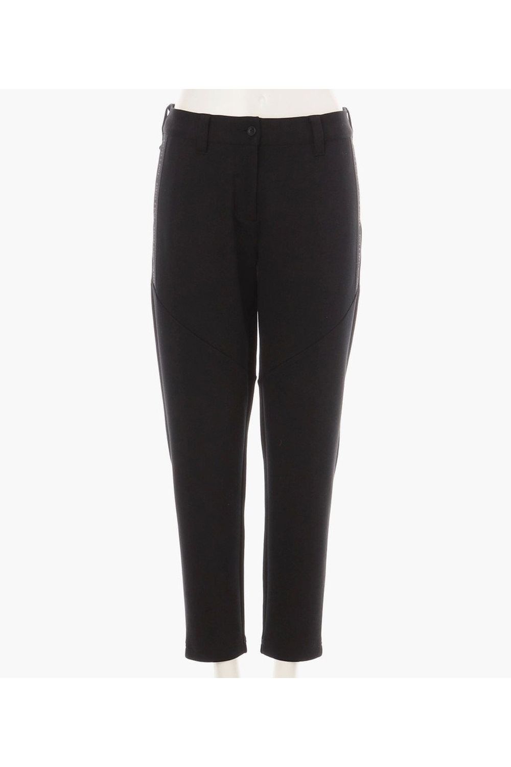 【25AW】【レディース】 WOMEN’S WARM LOGO LINE PANTS / ダンボールニット サイドロゴテープ ロングパンツ (ブラック)