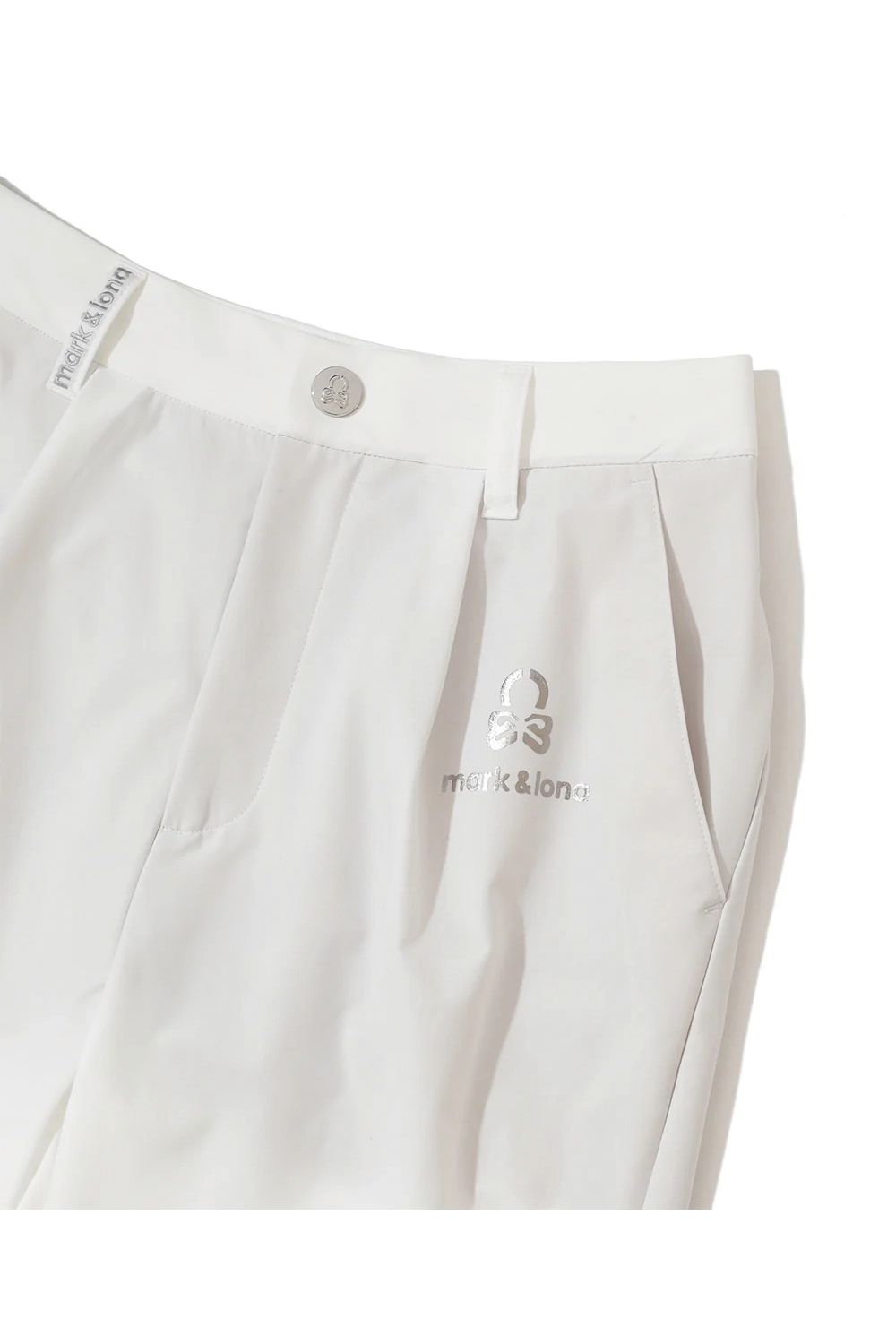 【26SS】【レディース】 ELMT SLIM LINE TAPERED PANTS / ブランドロゴ 箔プリント テーパードシルエット ロングパンツ (ホワイト)