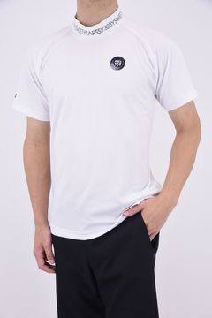 HONEYCOMB THERMOREGULATION MOCK / ワンポイントロゴ ハニカム ドライタッチ モックネック Tシャツ (ホワイト)