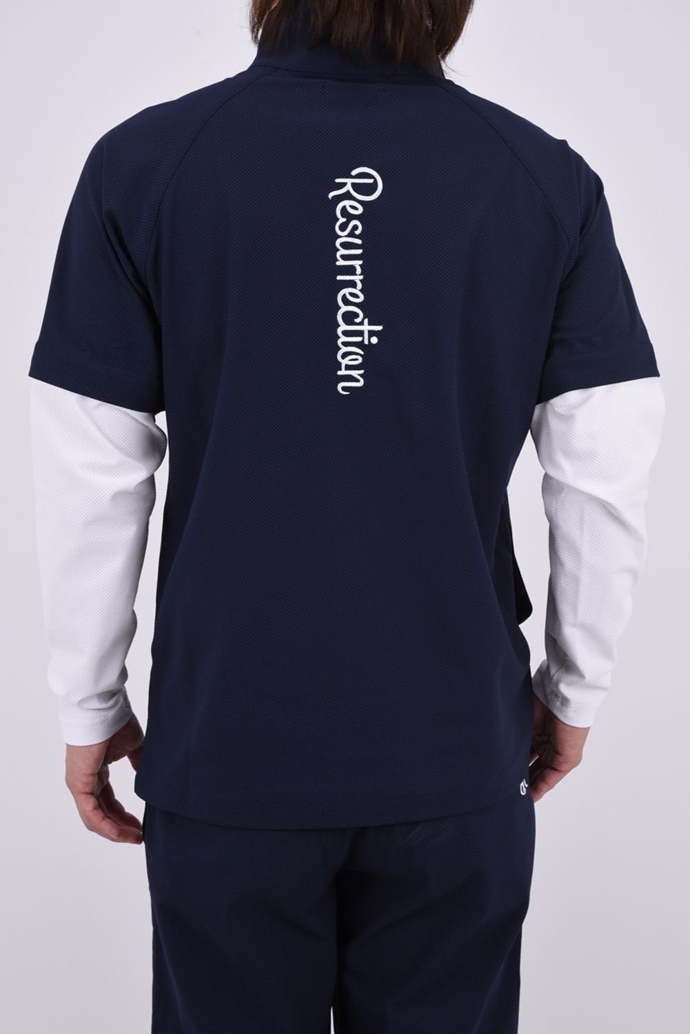 【26AW】 MENS DETACHABLE HALF ZIP SHIRT / ワッフル生地 スリーブデタッチャブル 2WAYハーフジップシャツ (ネイビー)*