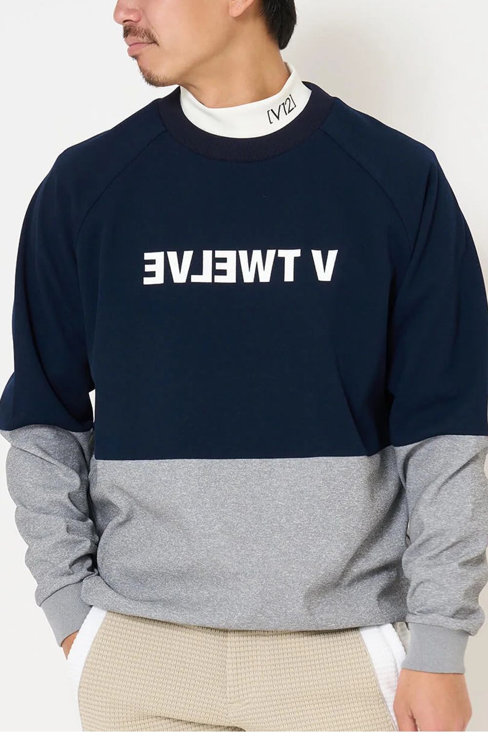 【26AW】 REVERSE CREW / バイカラー 反転ロゴ スウェット (ネイビー)