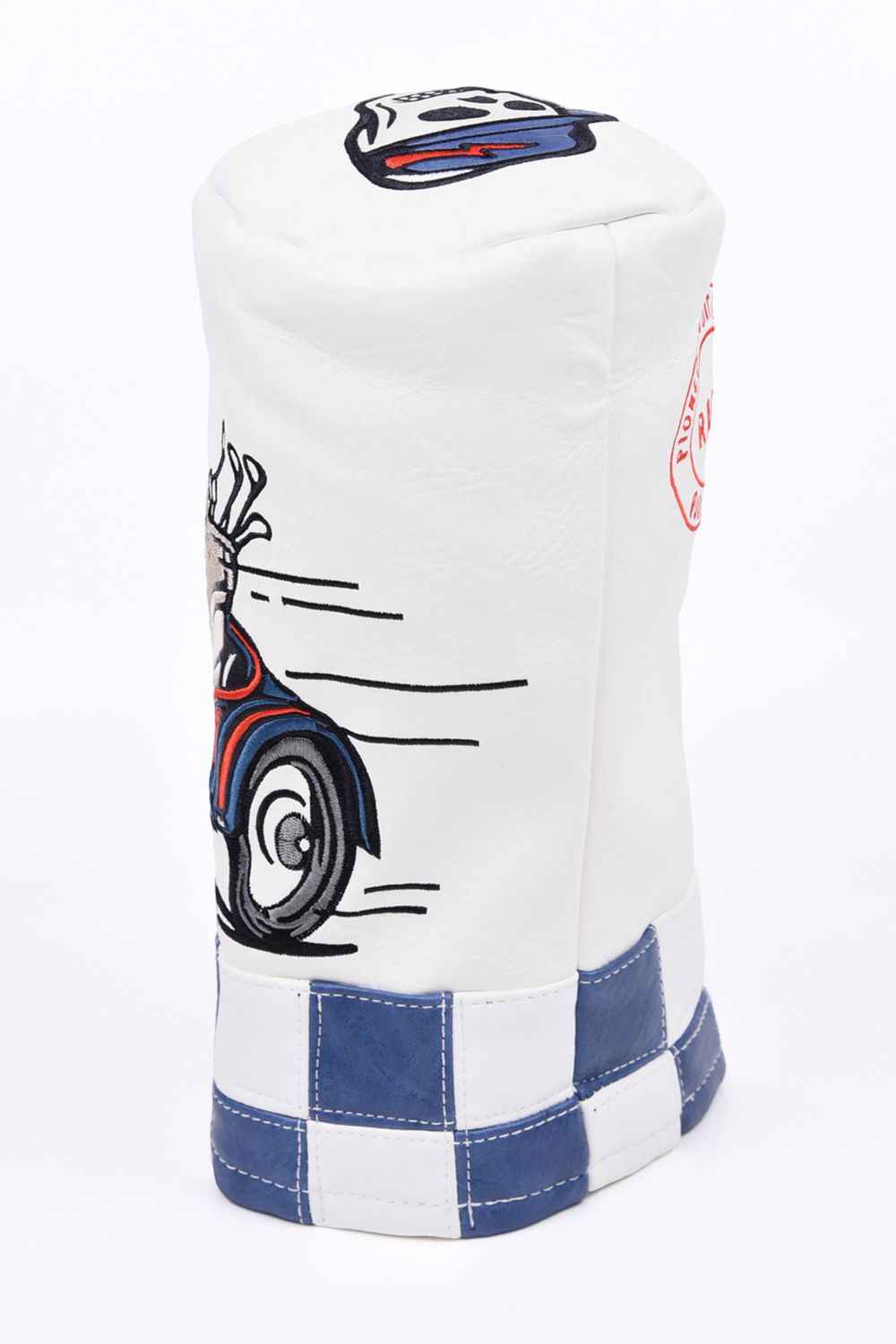 【26AW】【CAPSULE COLLECTION】 CHECKERED SIDECAR DRIVER BARREL COVER / サイドカー刺繍入り バレル型 ドライバーカバー (ホワイト)