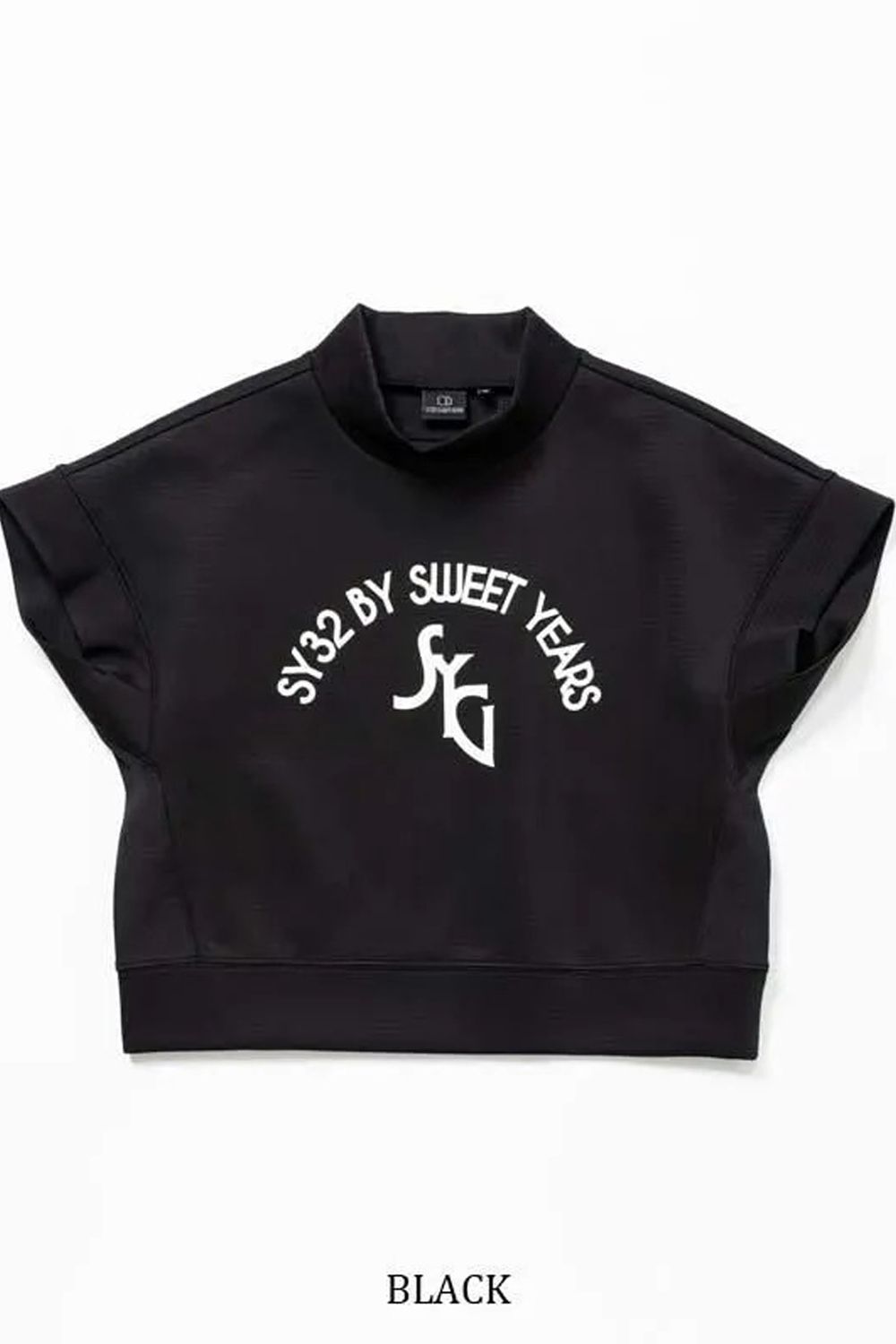 【26AW】【レディース】 DOUBLE MESH KNIT / メッシュジャカード ダンボールニット ロゴプリント モックネックTシャツ (ブラック)*