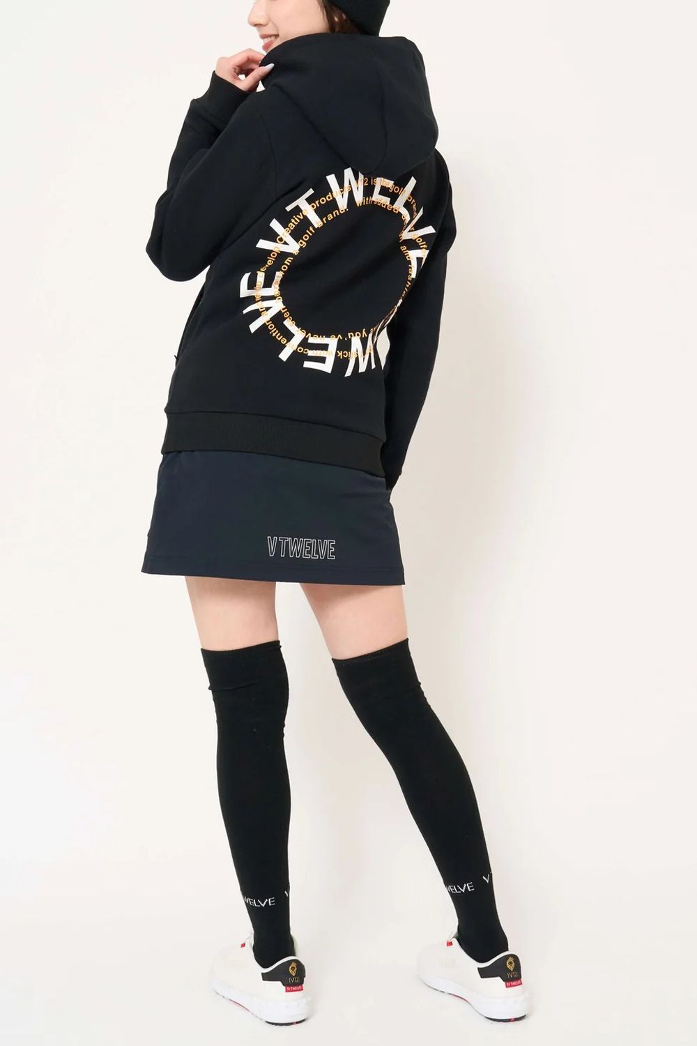 【26AW】【レディース】 RING LOGO PARKA / ダンボールニット サークルロゴ ジップポケット プルオーバーフーディー (ブラック)