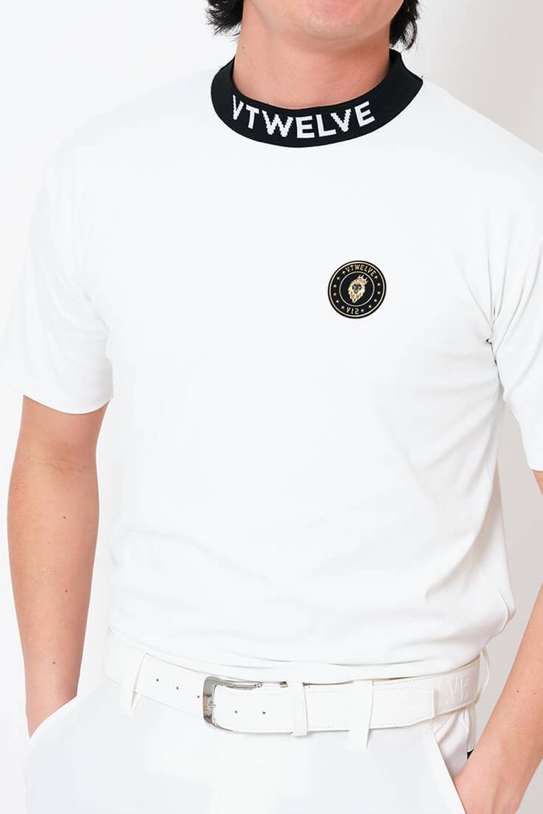 V12 - JAQUARD NECK MOCK / ジャカード モックネック Tシャツ 