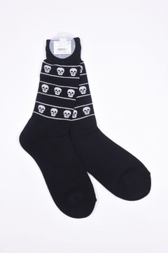 ETERNAL SKULL BORDER SOCKS / スカルジャカード ハイクルーソックス (ブラック)