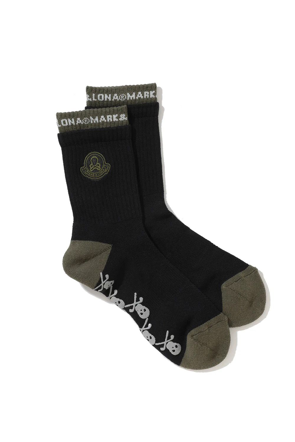 【MARK & LONA】サークルスカル レイヤード風クルーソックス MARK&LONA - LAYERED ARCH FIT CREW SOCKS / レイヤード風 バイ