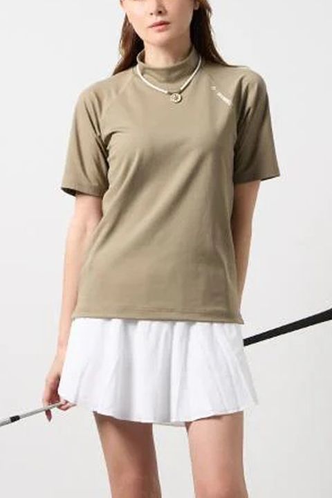 【26SS】 【レディース】 HEAT PUNCHING MOCK NECK / バックロゴ パンチング モックネックTシャツ (サンドカーキ)