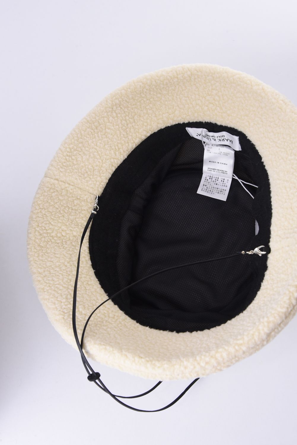 DISTORT GG BUCKET HAT / ボアフリース ドローコード付き バケットハット (アイボリー)
