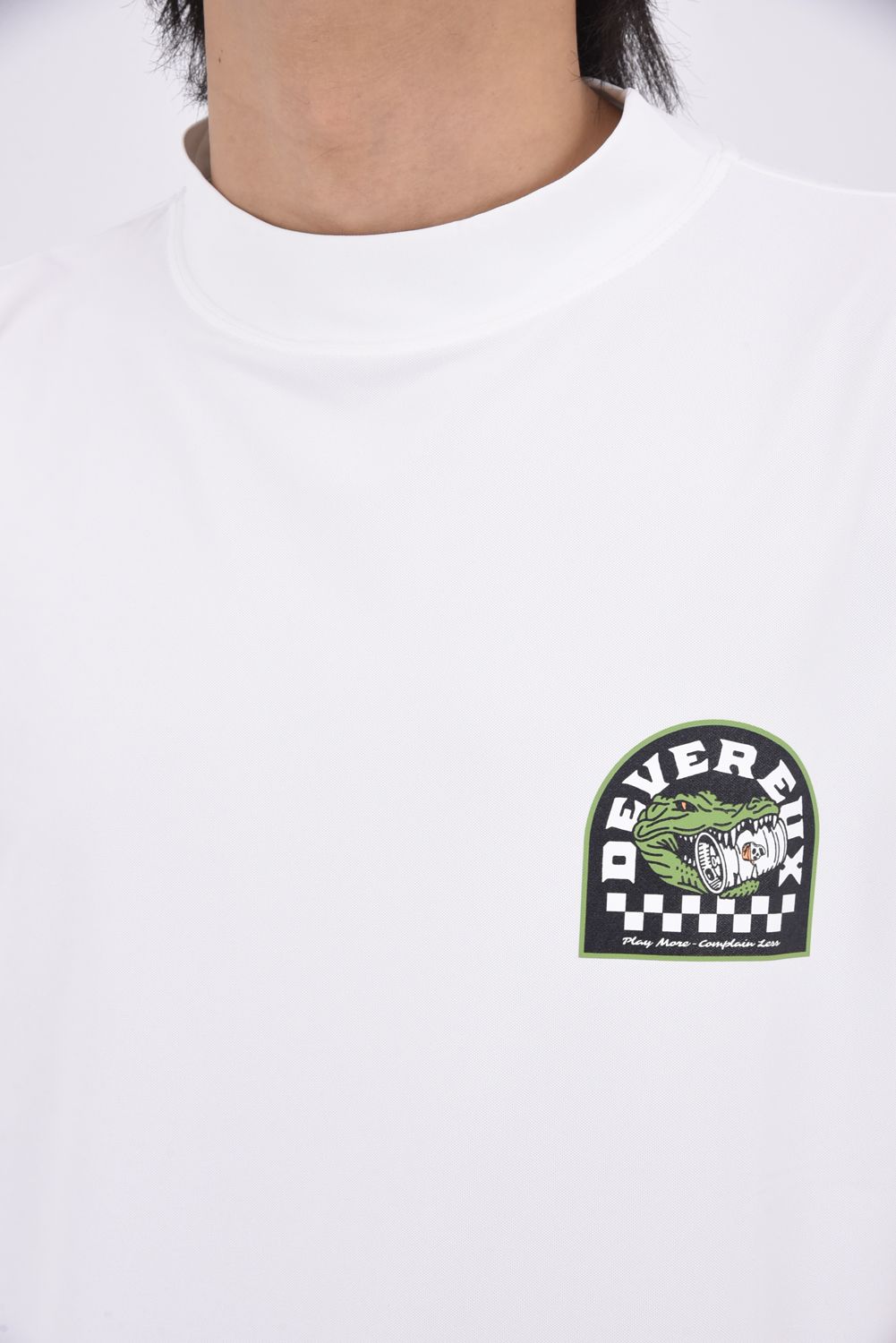 【26SS】 DVG CROCO MOCK T / マイクロカノコ素材 バックプリント モックネックTシャツ (ホワイト)