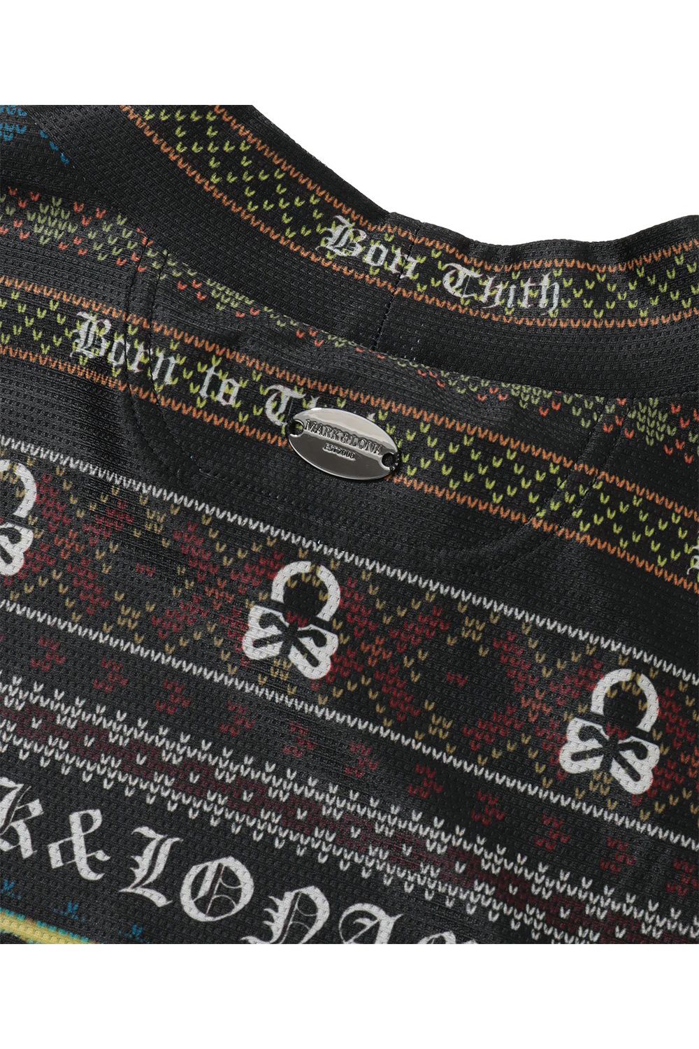 【2026AW 木村拓哉さん着用】 REGALIA CINCH MESH MOCK / オリジナルフェアアイル柄 メッシュ生地 モックネックTシャツ (ブラック)