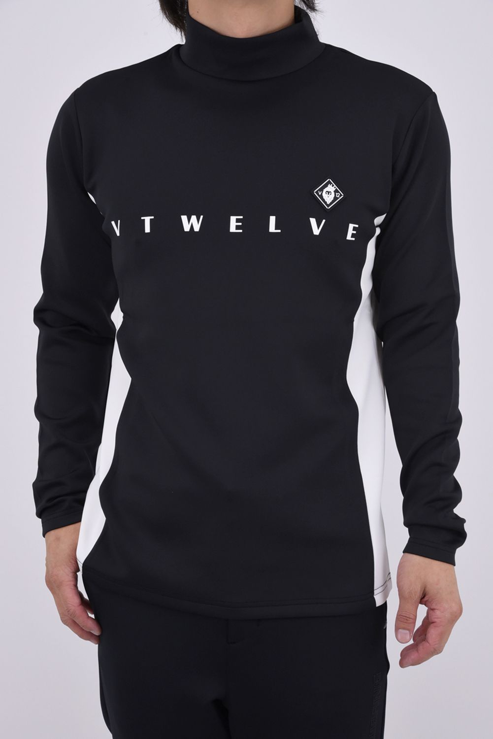 【26AW】 OHSL MOCK / モノトーン バイカラー 長袖モックネックTシャツ (ブラック)