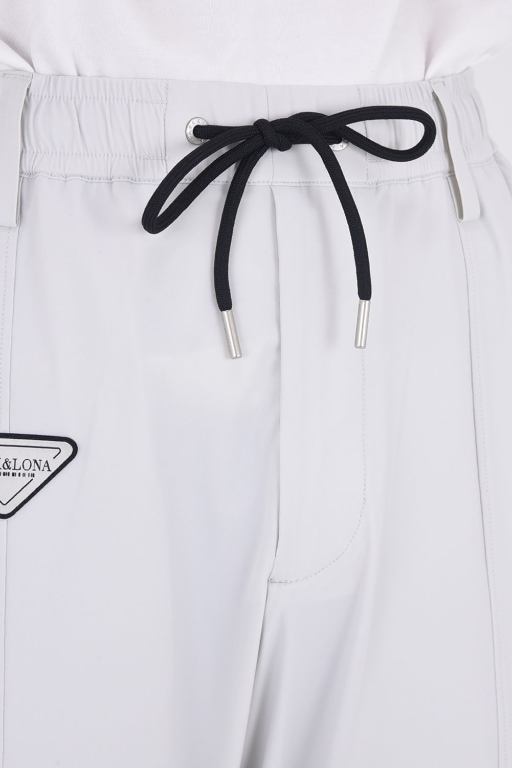 【26SS】【CODE COLLECTION】 THPT / ストレッチナイロンタフタ ジャカードテープ テーパードパンツ (ライトグレー)