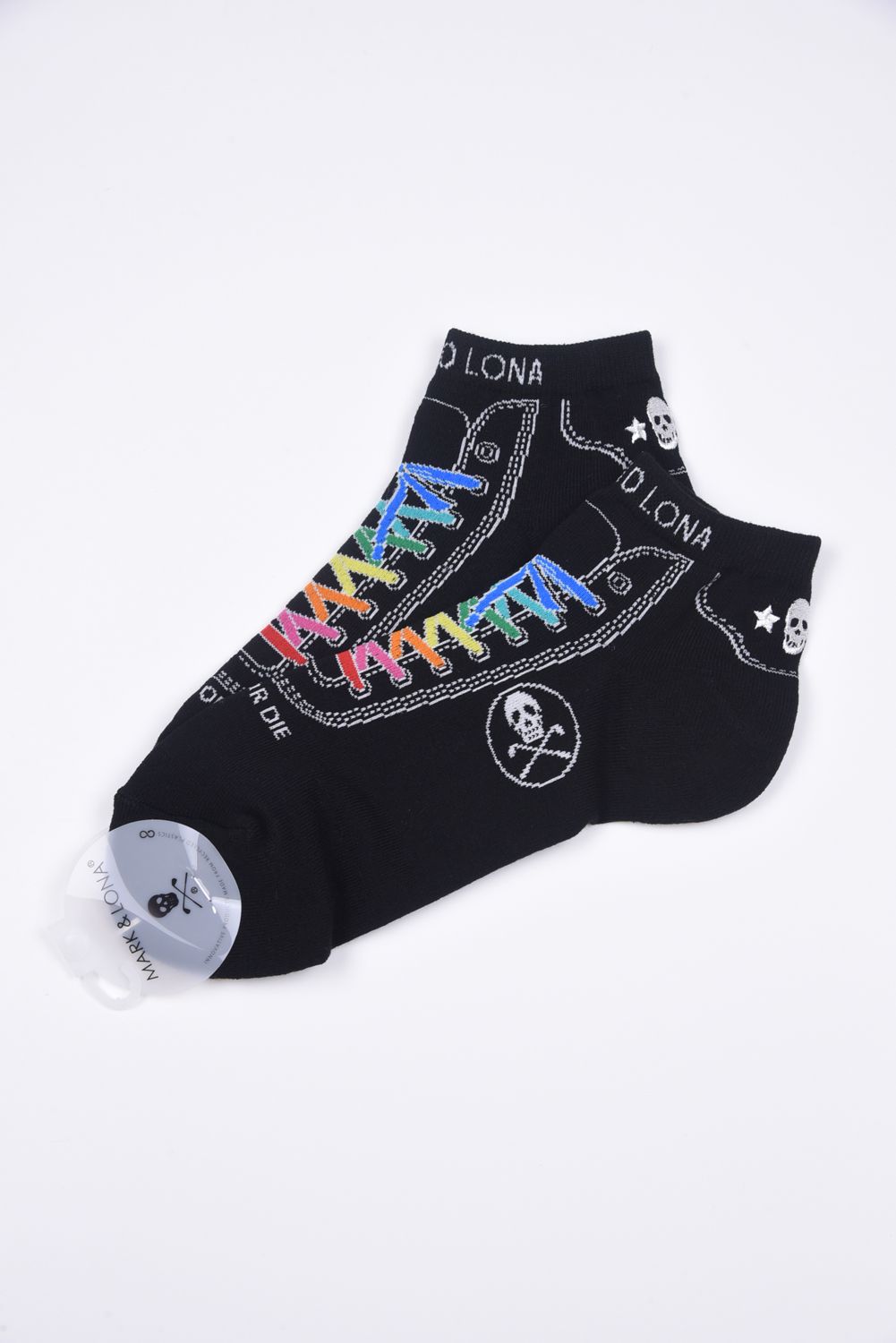 MARK&LONA - SIGNAL LACE SOCKS SHORT / スニーカー柄 レインボー