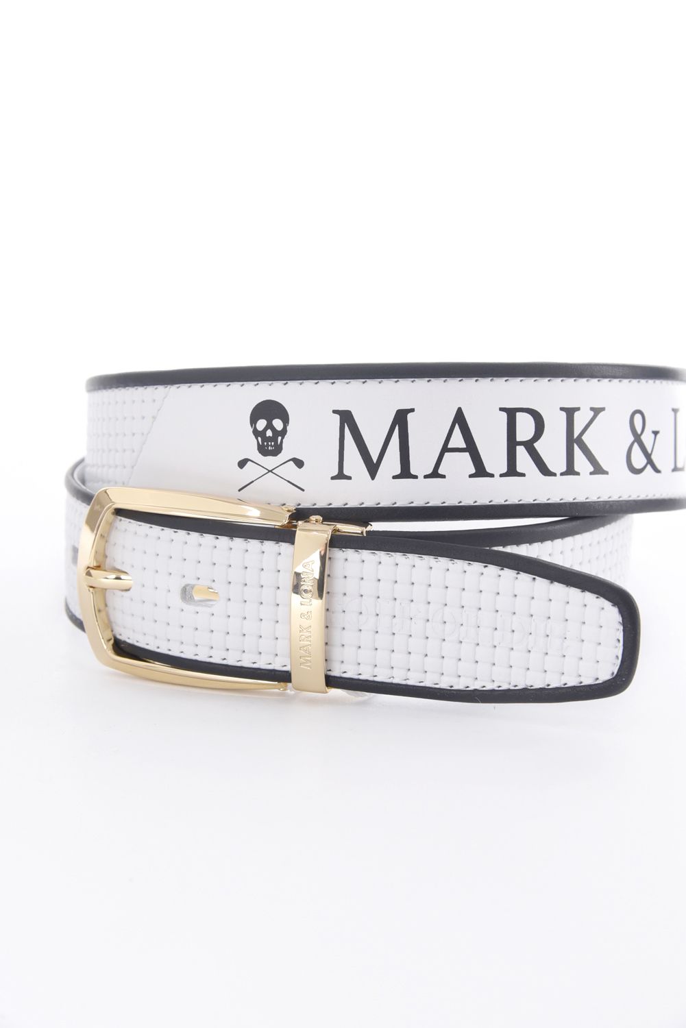 【26SS】 PANZA WEAVE LEATHER BELT / トリムデザイン バスケットウィーブ型押し レザーベルト (ホワイト)