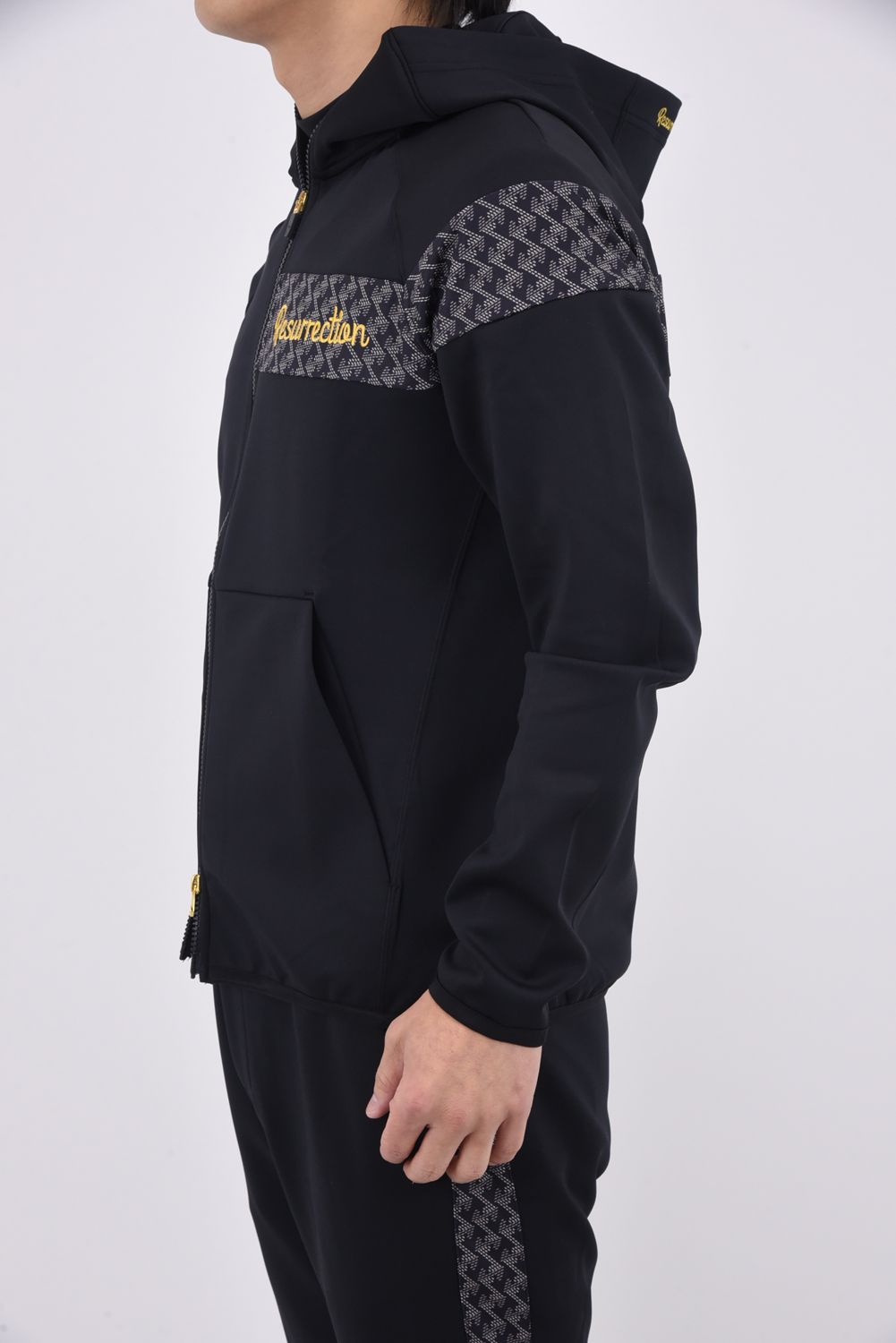 【26SS】 GM ACCENT LINE ZIP UP PARKER / モノトーンシリーズ アクセントライン ジップアップパーカー (ブラック)*