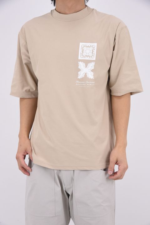 【26SS】 SURF Mockneck S/S(Nalu＆Turf) / NALU＆TURFプリント モックネックTシャツ (ベージュ)