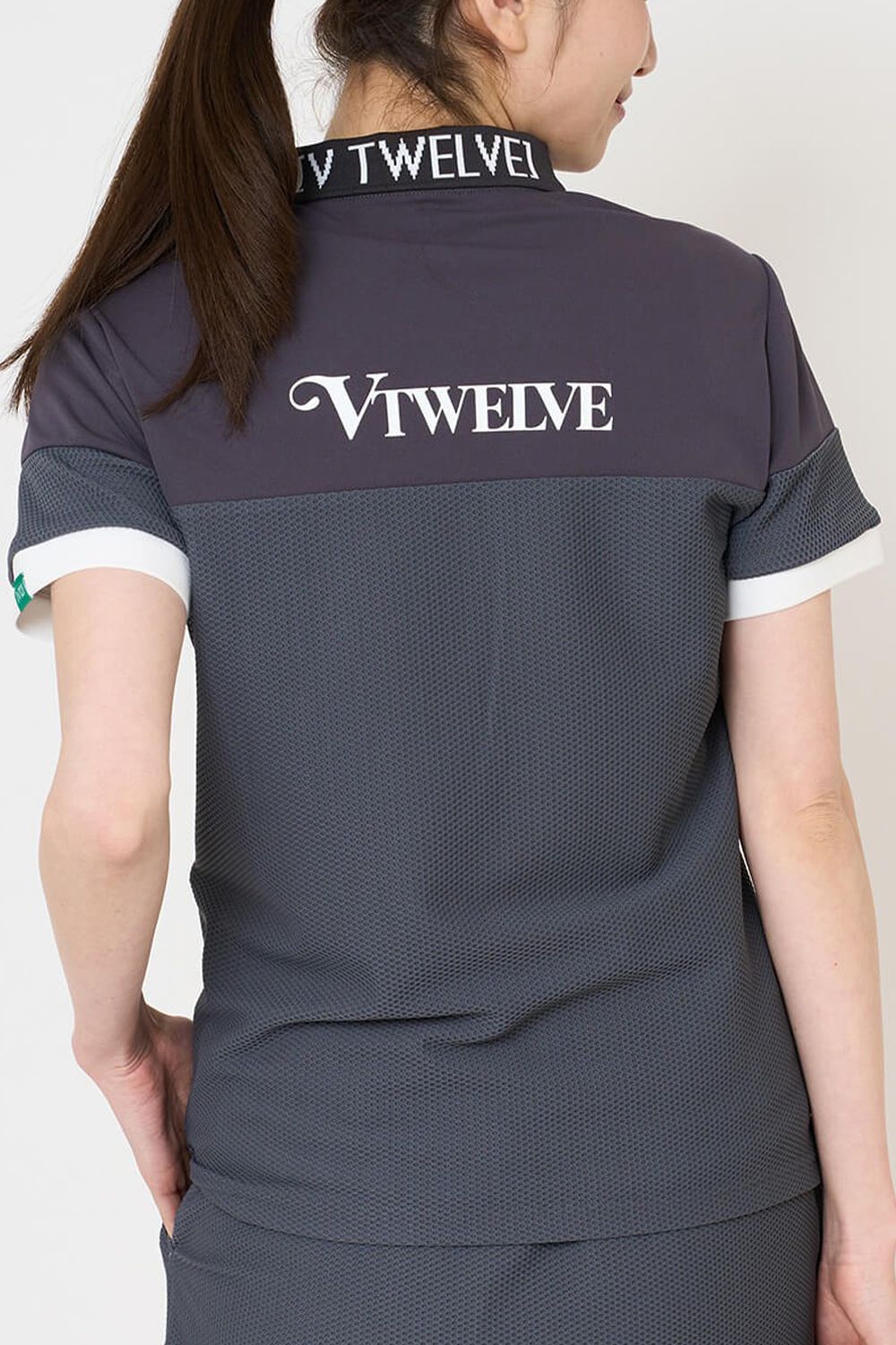 【26SS】【レディース】 AIRY AWA POLO / ワッフル生地 異素材切り替え ポロシャツ (グレー)