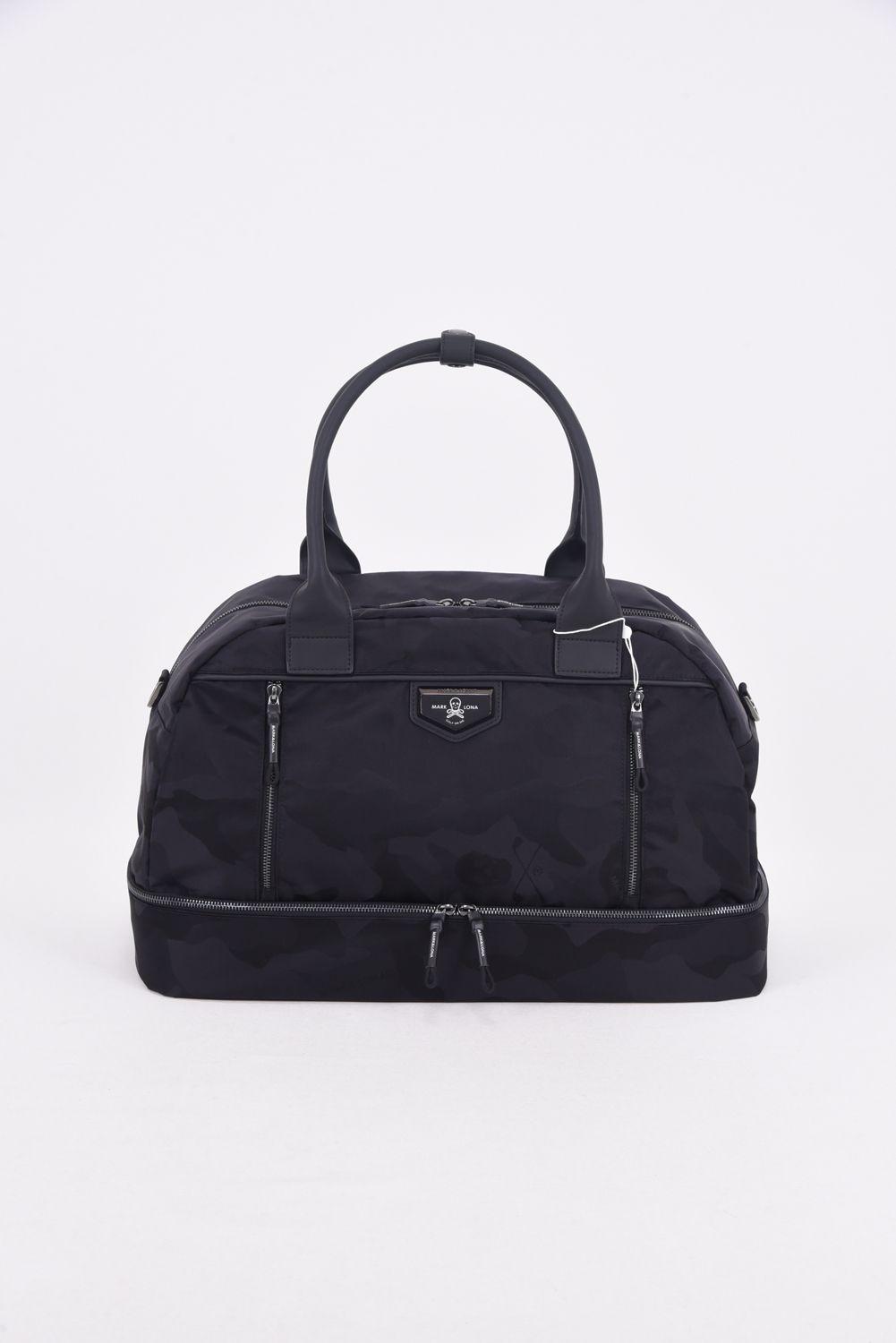 PREMIUM GAUGE BOSTON BAG / コーデュラナイロン レザーパイピング オリジナルカモジャカード ボストンバッグ (ブラック)