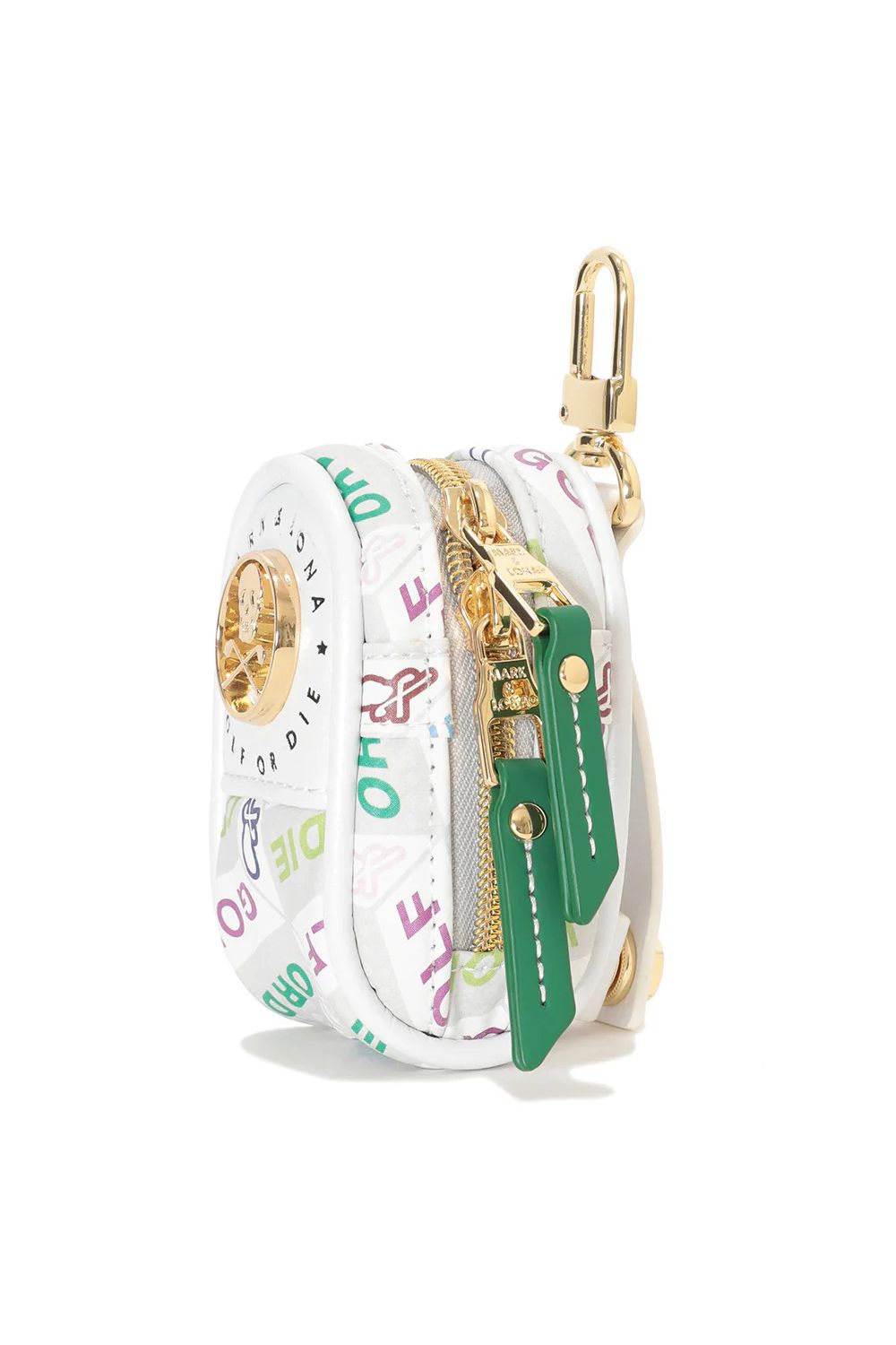 DÉPÊCHE BALL CASE / シンセティックレザー ジオメトリックパターン ボールポーチ (ホワイト)