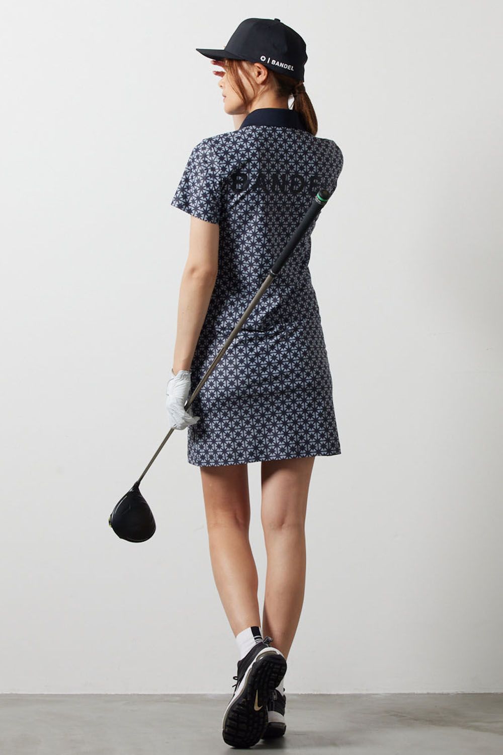 BANDEL ゴルフ ポロワンピース ブラック/ホワイト BANDEL GOLF - 【レディース】 ALLOVER STRECH POLO ONEPEACE