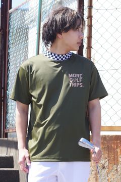 【25SS】 MORE TRIP CHECKER RIB MOCK TEE / モアトリップ プリント モックネック (オリーブ)
