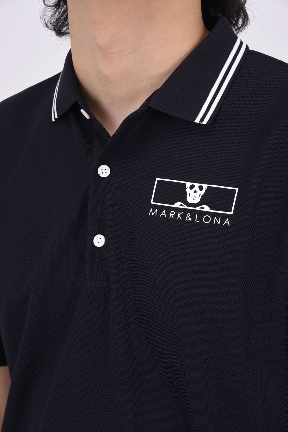 MARK & LONA Pave Polo ブラック　サイズ46（M） MARK&LONA - PAVE POLO / ドライタッチ ワンポイント ポロシャツ