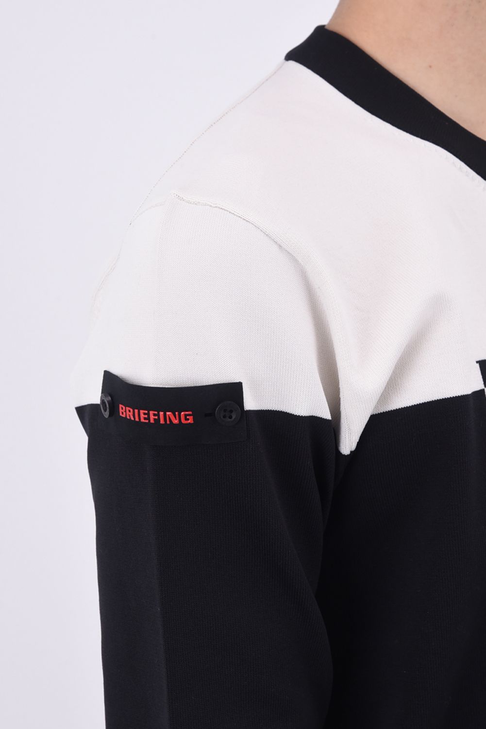 MENS WR BI-CLR CREWNECK KNIT  / バイカラー ロゴ クルーネック ニット (ブラック)