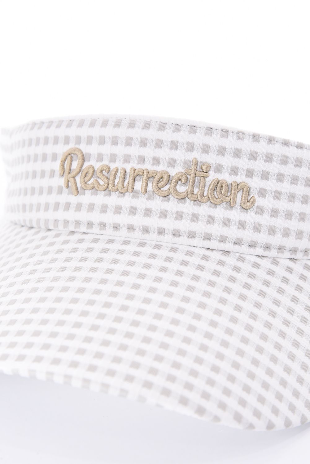 【26SS】【レディース】 WIDE BRIM SUN VISOR / ワイドブリム ギンガムチェック サンバイザー (シュシュ付き) (グレーベージュ)
