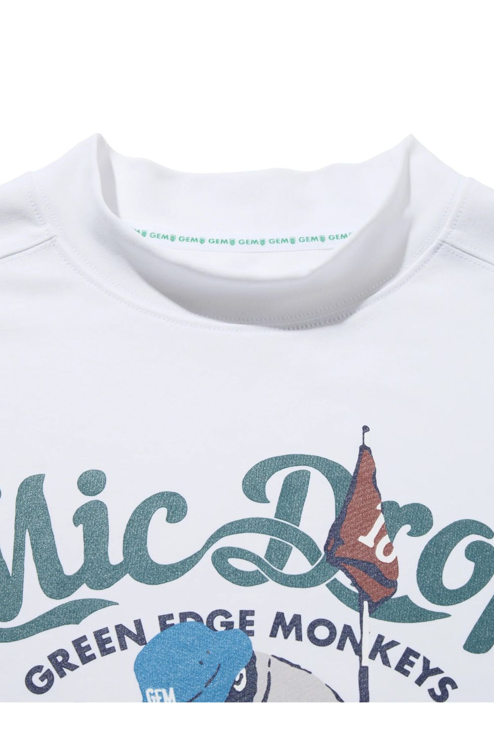 【26SS】 RIBBED HEM MOCK NECK / モンキーデザインプリント ヘムリブ モックネックTシャツ (ホワイト)