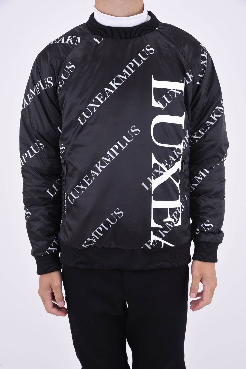 LUXEAKMPLUS - BICOLOR FIT BLOUSON / ロゴ総柄 サイドジップ スニード