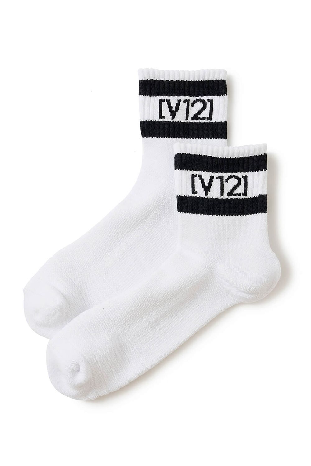 【26SS】 VT LINE MID SOCKS / ブランドロゴジャカード ライン ミドルソックス (ホワイト)