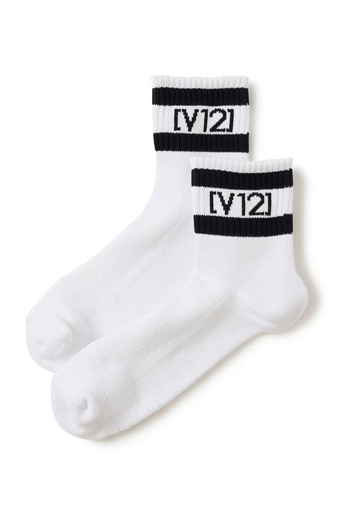【26SS】 VT LINE MID SOCKS / ブランドロゴジャカード ライン ミドルソックス (ホワイト)