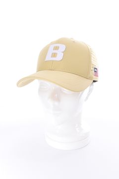 【26SS】 MEN’S PUNCHING MESH INITIAL CAP / イニシャルワッペン パンチングメッシュキャップ (ベージュ)