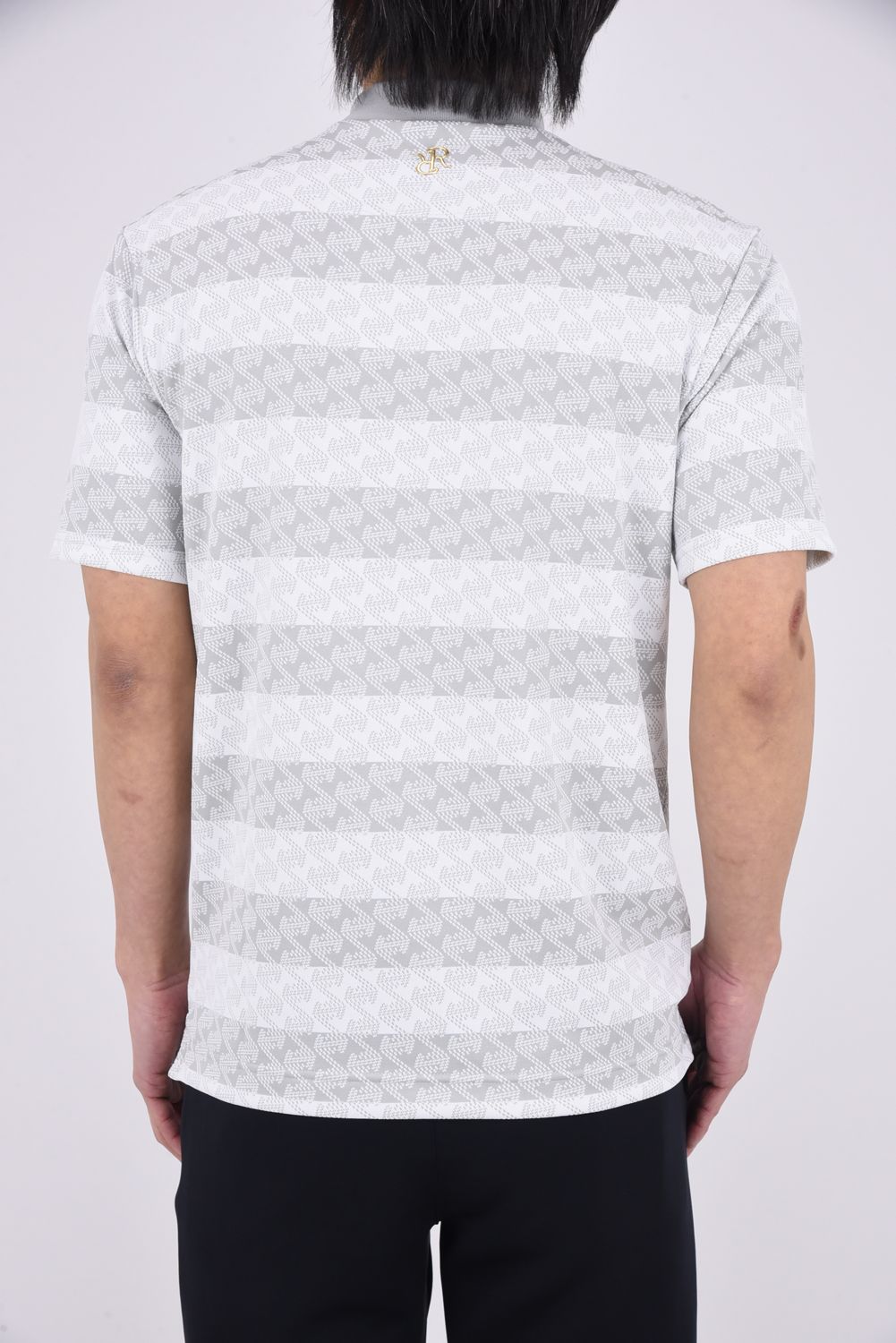 【26SS】 MENS GM STRIPE JACQUARD MOCK NECK / ストライプ ジャガード モックネックTシャツ (グレー）*