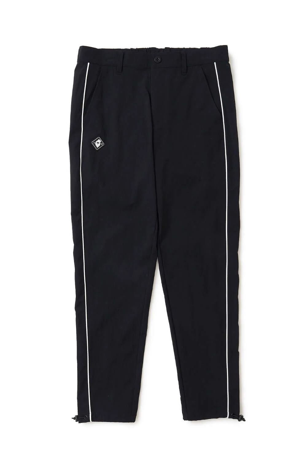 【26AW】 OH PIPE PANTS / ホワイトパイピング ナイロンロングパンツ (ブラック)