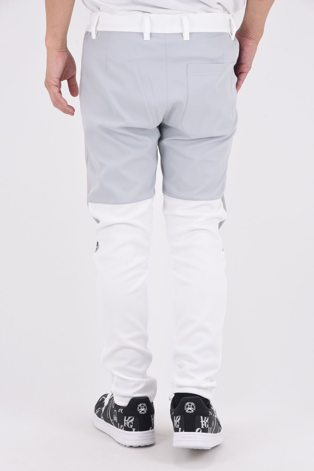【25AW】 COMBINATION EASY SLACKS / 異素材切り替え サイドライン風 イージースラックス (ホワイト)