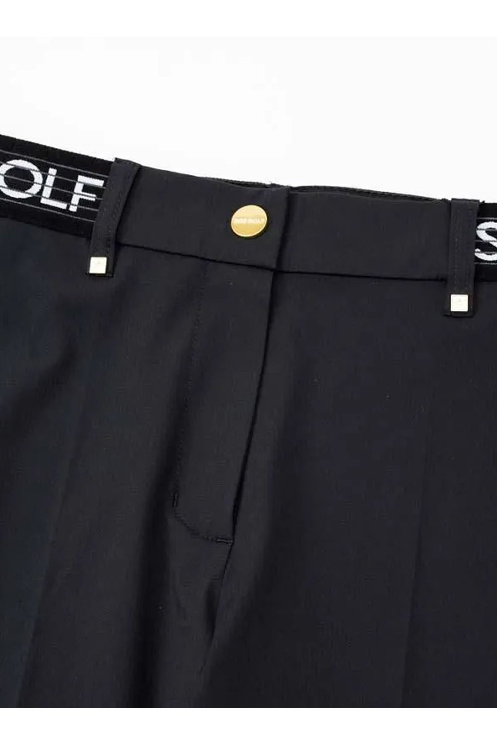 【26SS】【レディース】 MINI HERRINFBONE LONG PANTS / ミニヘリンボーン柄 ウエストゴムベルト ロングパンツ (ブラック)*