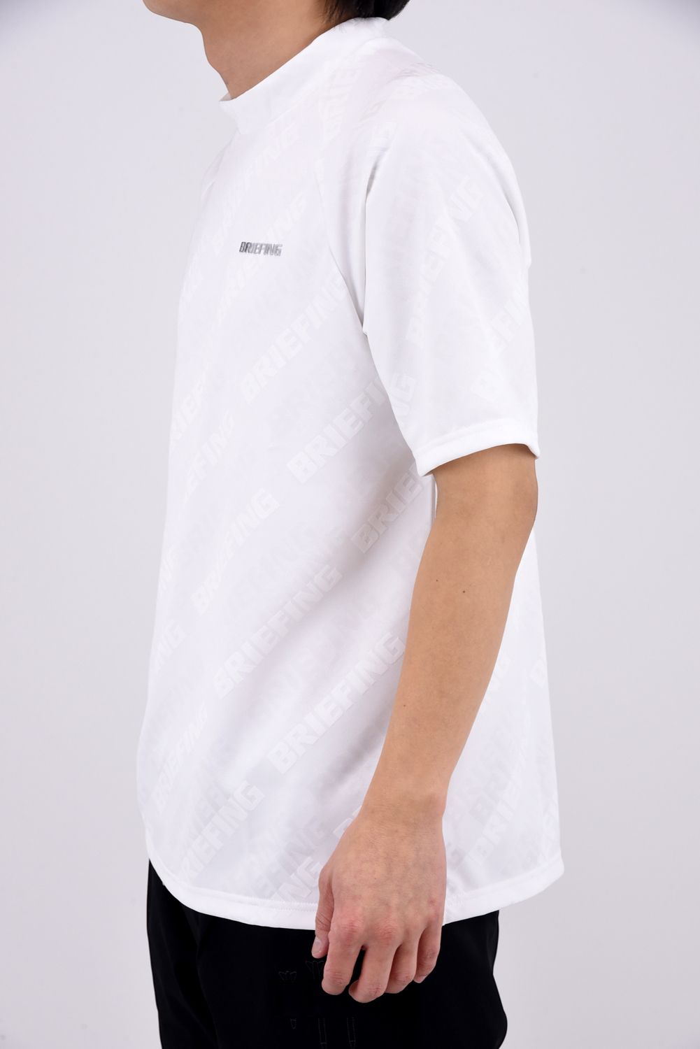 【26SS】 MEN'S SHADOW LOGO JQ HIGHNECK RF / バイアスロゴジャカード リラックスフィット モックネックTシャツ (ホワイト)