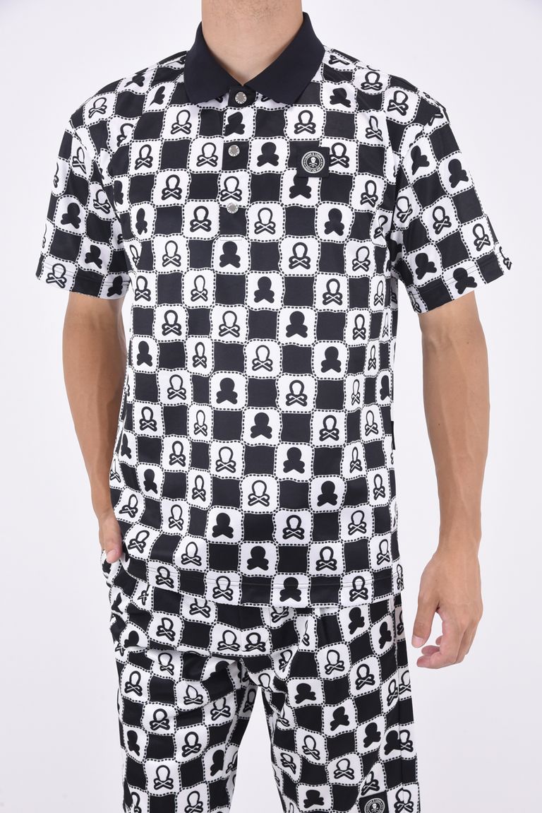 MARK&LONA - EVER CHECKER POLO / チェッカーフラッグロゴ ポロシャツ  