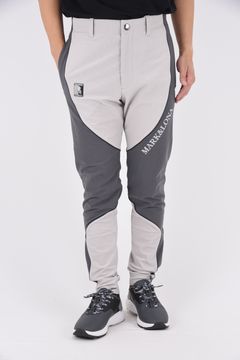 ZOOM STRETCH PERFONAMCE PANTS / 高機能フリース素材 ブランドロゴ刺繍 パイピング ウォームパンツ (グレー)