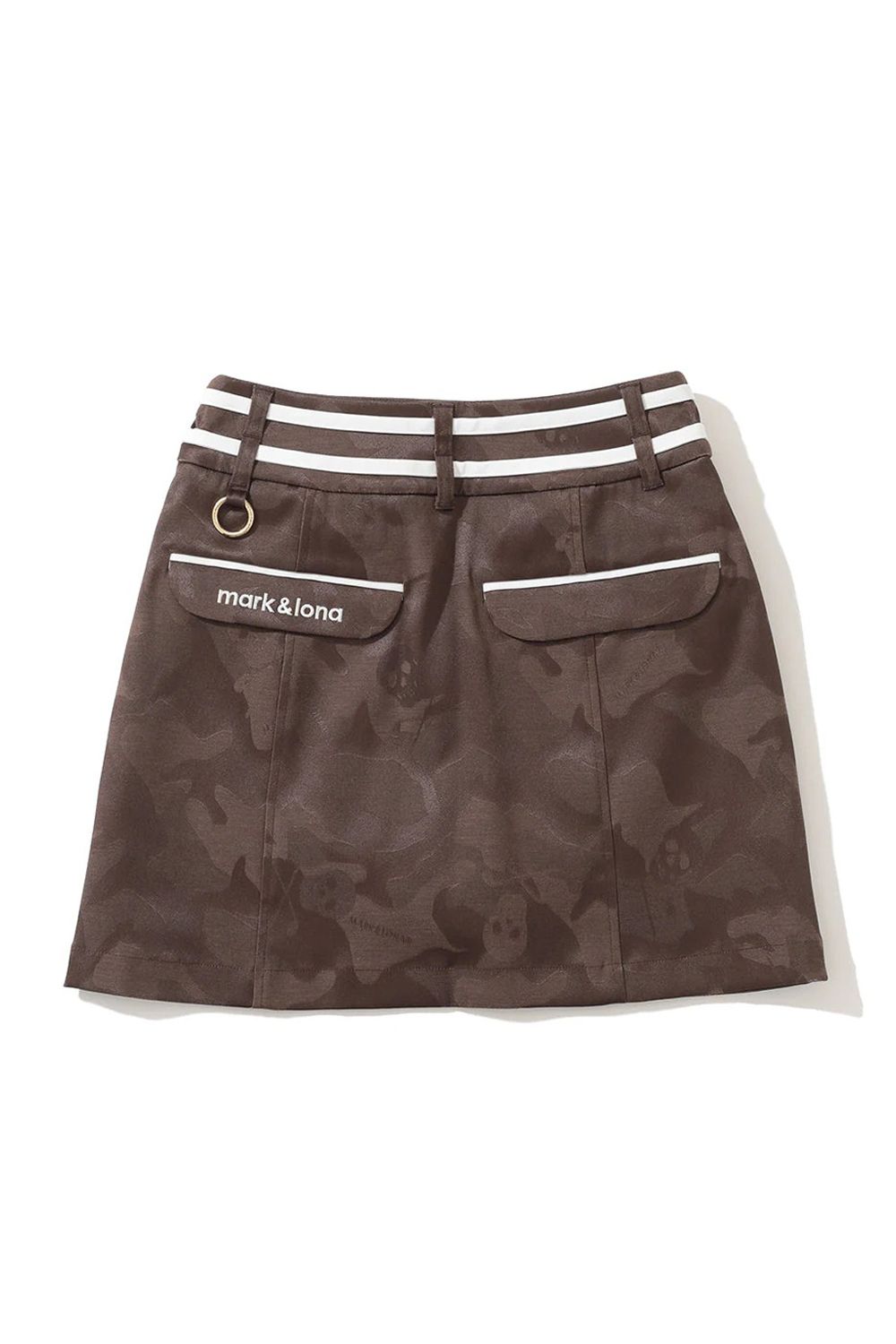 【2025AW】【レディース】 GAUGE STRETCH JACQUARD SKIRTS / オリジナルカモジャカード トラペーズスカート (インナーパンツ付き) (ブラウン)