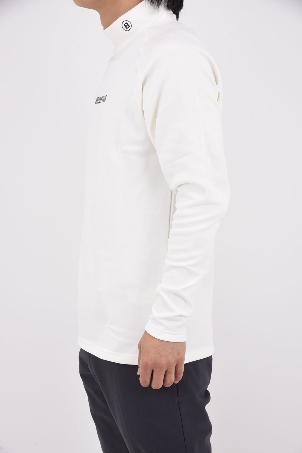 【25AW】 MEN’S WARM LS HIGHNECK / 裏起毛 ブランドロゴ モックネックTシャツ (ホワイト)