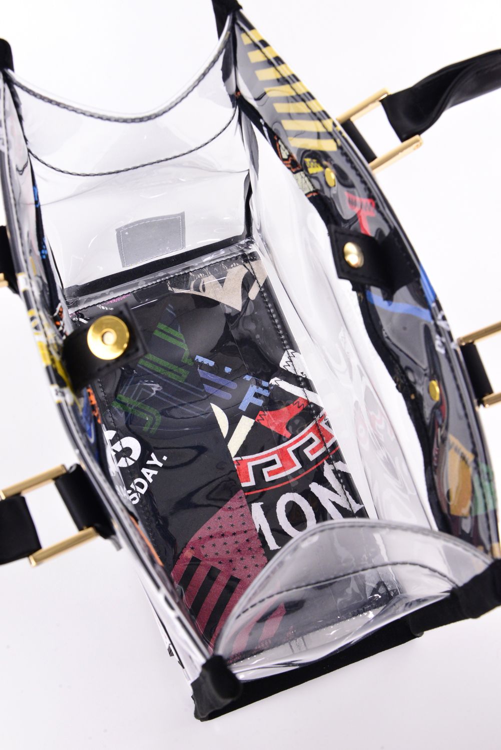 【2026 TOUMEI SERIES】 ZZ26-BIB01 / Tシャツリメイク パッチワーク バッグインバッグ (テディベアチャーム付き) (ブラック)