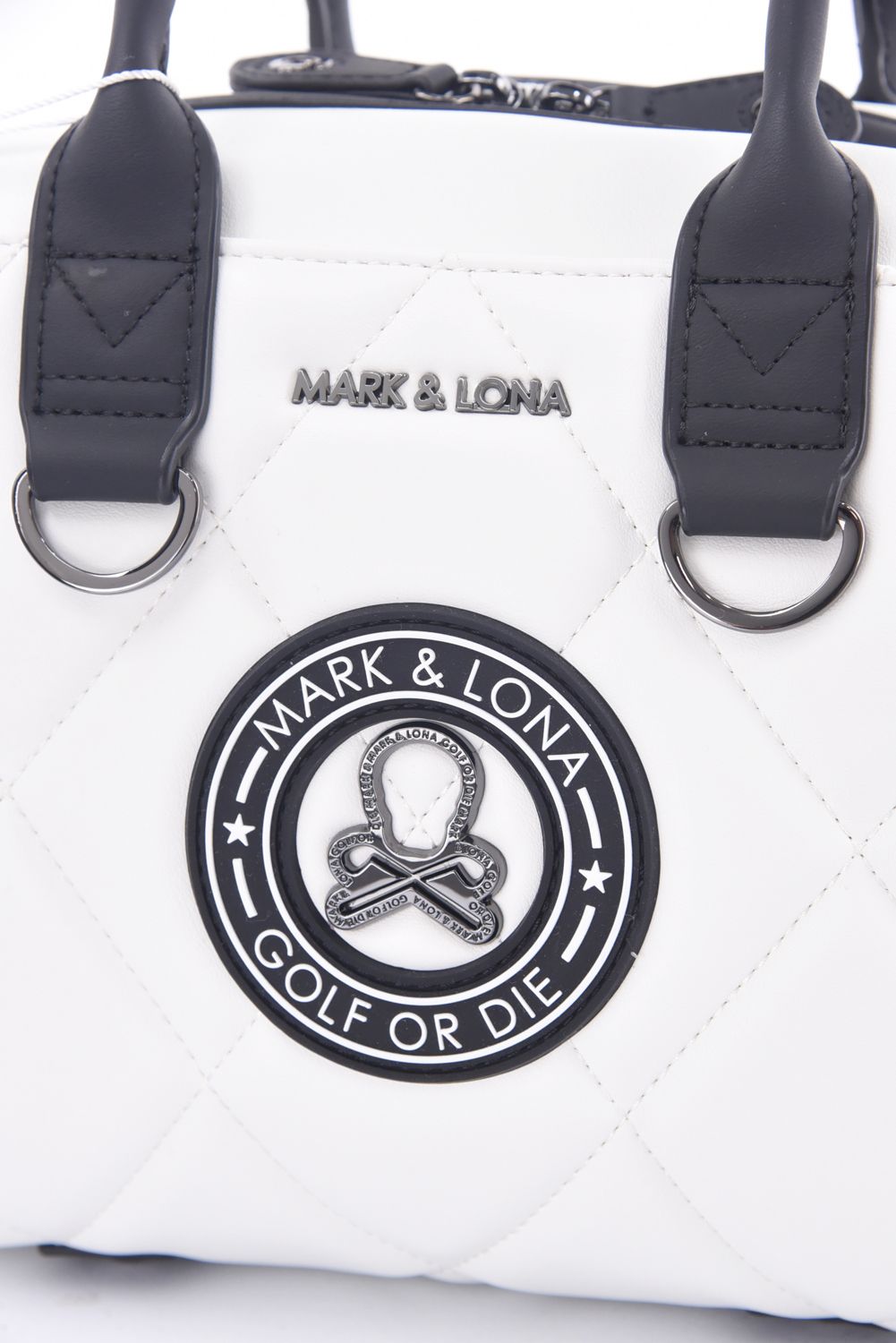 ETERNAL QUILTED BOX BAG / シンセティックレザー サークルスカル キルティング カートバッグ (ホワイト)