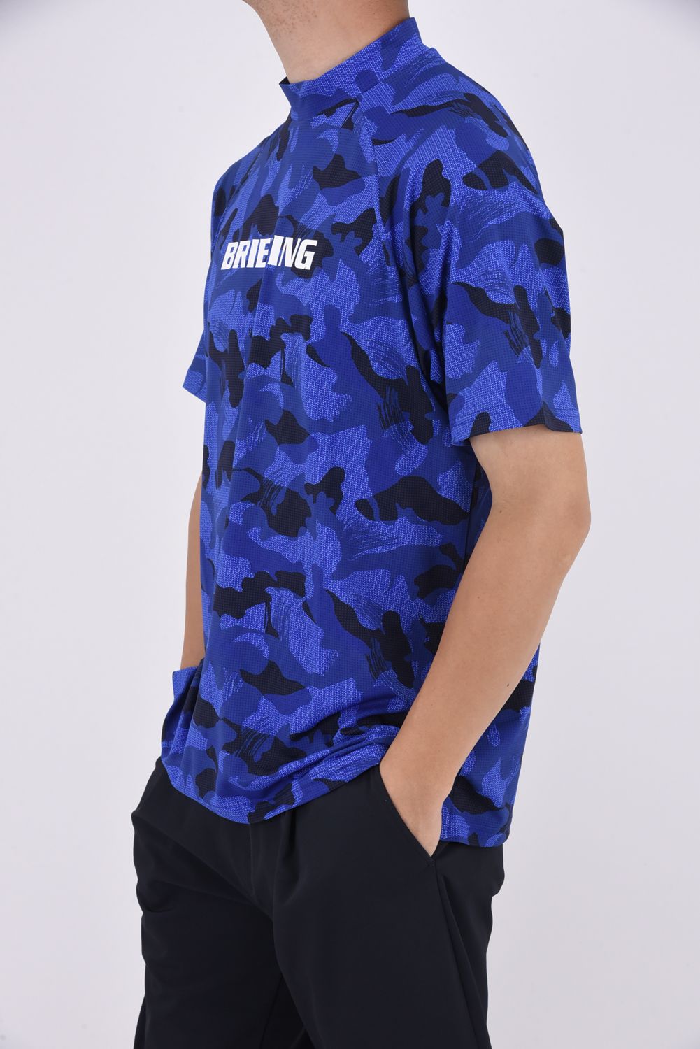 MENS CAMOUFLAGE HIGH NECK RELAXED FIT/ カモフラ リラックスフィット ハイネックトップス (ネイビー)